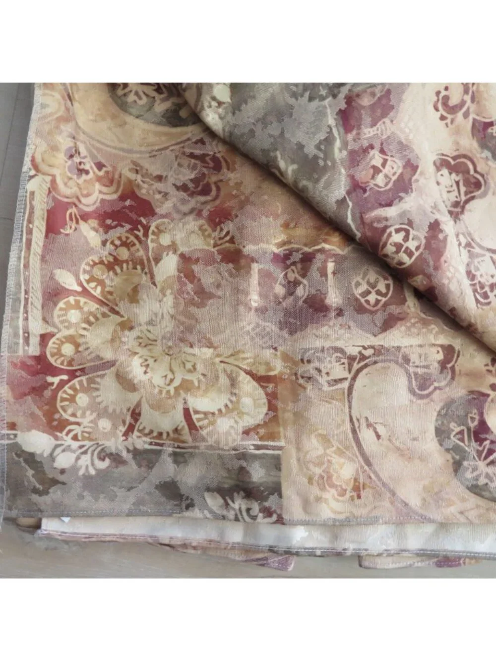 Vintage Burlington Queen Bed Skirt Jacquard Floral 15